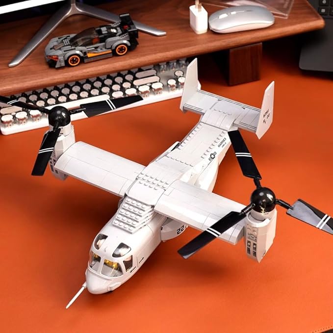 V-22 Osprey Tiltrotor Aircraft Air Force Building Block Set,Military Fighter,WW2 Military Airplanes Model,Aircraft Plane Brick Building Set Toy Gifts for Kids and Adults,460PCS
