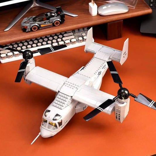 V-22 Osprey Tiltrotor Aircraft Air Force Building Block Set,Military Fighter,WW2 Military Airplanes Model,Aircraft Plane Brick Building Set Toy Gifts for Kids and Adults,460PCS