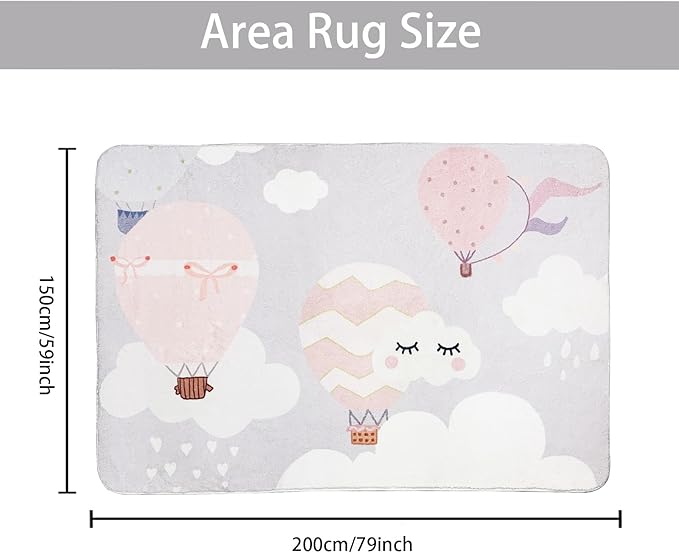 ABREEZE Kids Rug Play Mat Ultra Soft Rugs for Kids Room, 5'x6.6' Non Slip Cartoon Children Nursery Rug Baby Rug Area Rug Kids Carpet for Bedroom Decor Playroom Living Room, Balloon