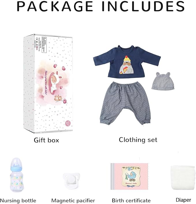 WOOROY Realistic Reborn Baby Dolls Boy - 19 Inch Lifelike Newborn Baby Dolls Handmade Real Life Baby Dolls Reborn Toddler with Soft Cloth Body Gift Toys for Kids Age 3 +