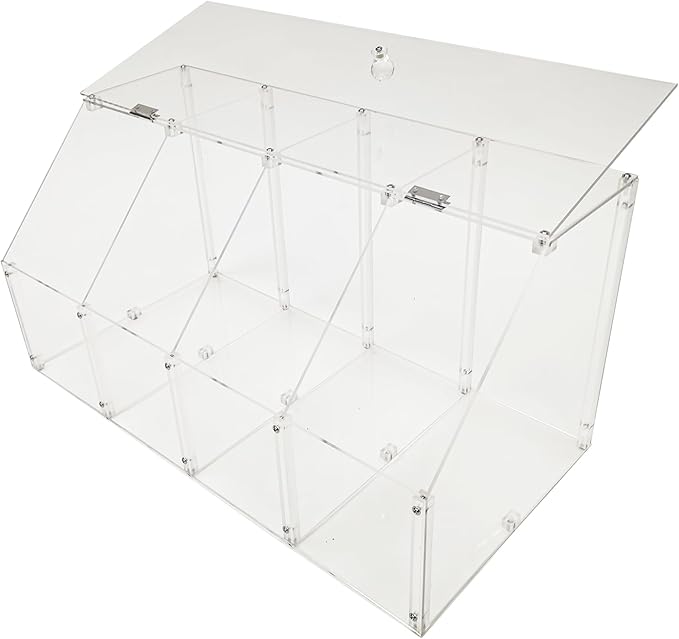 FixtureDisplays® 24 X 12 X 12" Acrylic Bin Plaxiglass Organizer 4 Compartments Display Bin for Candy, Cereal, Chocolate Coffee Bean Assembly Video Provided 100826-NEW-NPF