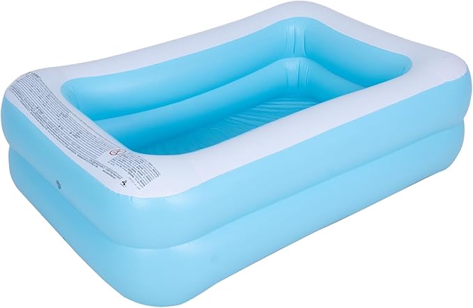Inflatable Kiddie Swimming Pool, Outdoor Blow Up Rectangular Pool for Kids and Toddler (61"x42.5"x18")