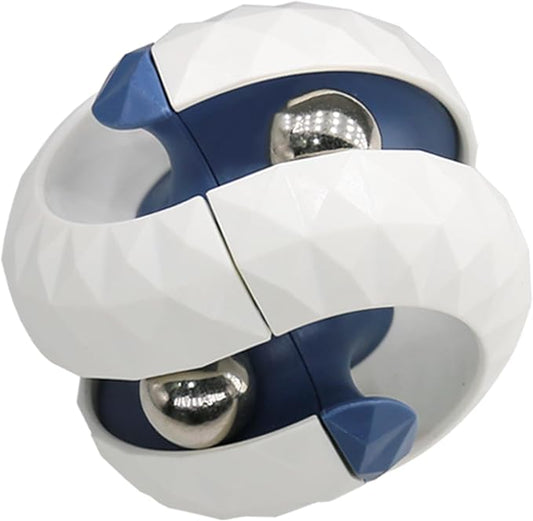 Unique Orbit Ball Fidget Toy, Novelty Beads Track Infinity Cube Stress Relief Balls Creative Sensory Toys for Autistic ADHD Kids Adults (White)
