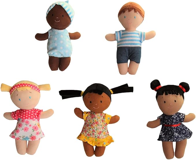 Basket of Buddies Plush Diversity Multicultural Ethnic Dolls | Diversity Toys for Toddlers | Soft Multicultural Dolls for Preschool Classroom, Daycare or at Home | Set of 5-8"