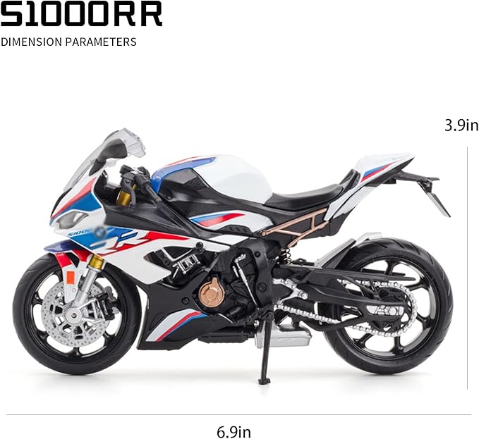 COOLPUR Die Cast Motorcycle Model for S1000RR, Realistic Motorcycle Model, 1:12 Scale Kids Moto Toy or Collection, Boyfriend,Young Peoples Gift(Blue)