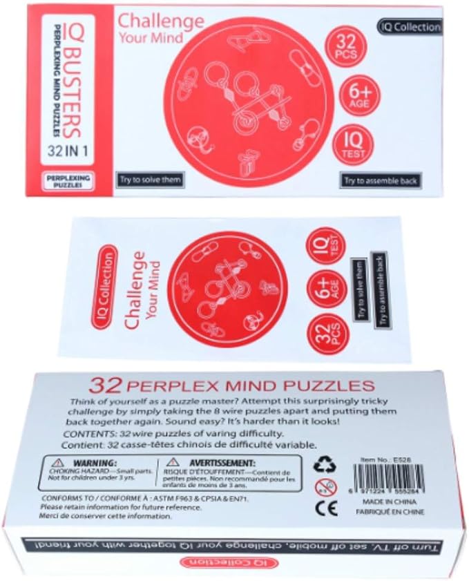 32 Brain Teasers Metal Wire IQ Puzzles,for Adult Children and Student Expanding Mind, Disentanglement Puzzle Unlock Interlock Toys Stocking Stuffers