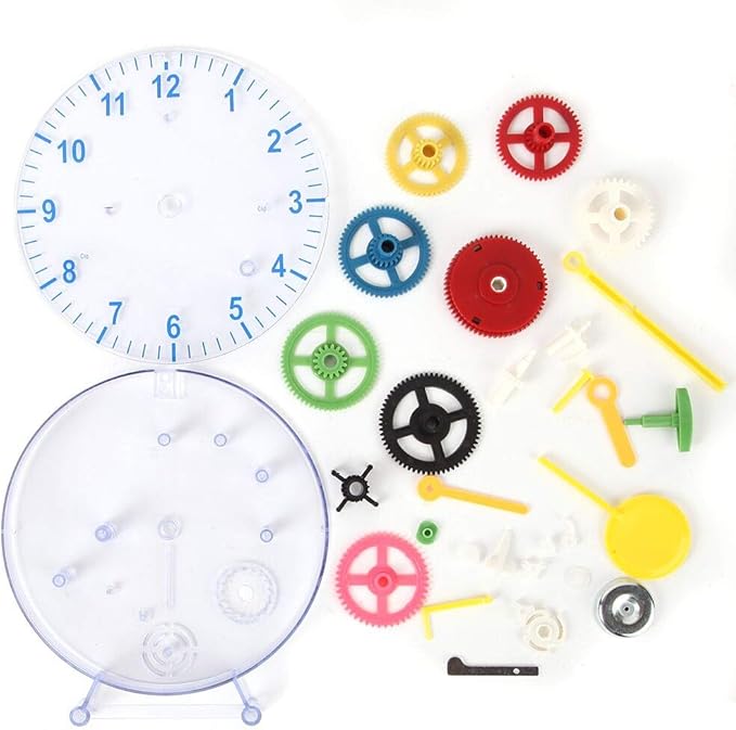 Lily's Home Do-It-Yourself Children's First Puzzle Clock Kit, No Batteries Required, Learn How Clock Gears Work, Colorful and Educational Gift for Kids, Multi-Colored (31 Pieces)