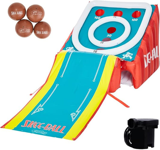 Skee-Ball Game for Kids and Adults, Giant Inflatable Game, 11 Feet Long, Includes 4 Balls and Electric Air Pump, Indoor and Outdoor Games for Adults and Family, Skee-Ball Arcade Game for Home, Toys