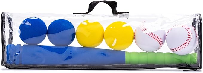16.5 Inch [Mini Size] Soft Kids Foam Baseball Bat Toy Set with 6 Balls, Gift for Toddler Age 3 Years Old Indoor Outdoor Sport T Ball Bat Playing Sport Game (Blue)