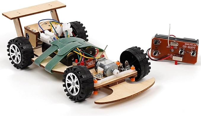Pica Toys Wooden Wireless Remote Control F1 Racing Car Science Kit to Build (Green), STEM Project for Kids Aged 9 10 11 12 13, Science Building Kit Gift for Boys and Girls