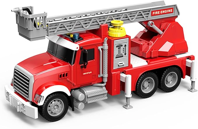 Dwi Dowellin Kids Fire Truck Toys for 3 4 5 6 Years Old Boys, Fire Rescue Vehicle with Shooting Water,Lights and Sounds