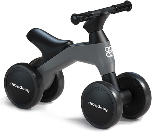 Maydolly Baby Balance Bike, Toddler Balance Bike for 1 Year Old Boys Girls, 4 Wheels Toddler Bike, First Birthday Gifts for 10-36 Month (Grey)