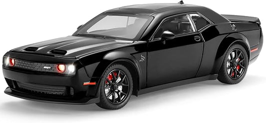 SASBSC Hellcat Toy Cars for Boys Age 3-12 1:24 Car Toys Diecast Metal Car Model with Light & Sound Collectable Muscle Super Cars for Kids (Black)