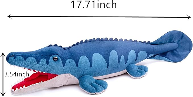 Tiny Heart Simulation Mosasaur Plush Toy, 17 Inch Mosasaur Dragon Stuffed Animals Realistic Doll Home Decor Collectibles Soft for Kids Boys