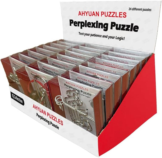 Assorted Metal Puzzle Stress Relief Sensory Toys Large 24 Pack IQ Wire Metal Puzzles with Paper Box Gift Package Great Educational Puzzle Games Toys for Kids and Adults by AHYUAN