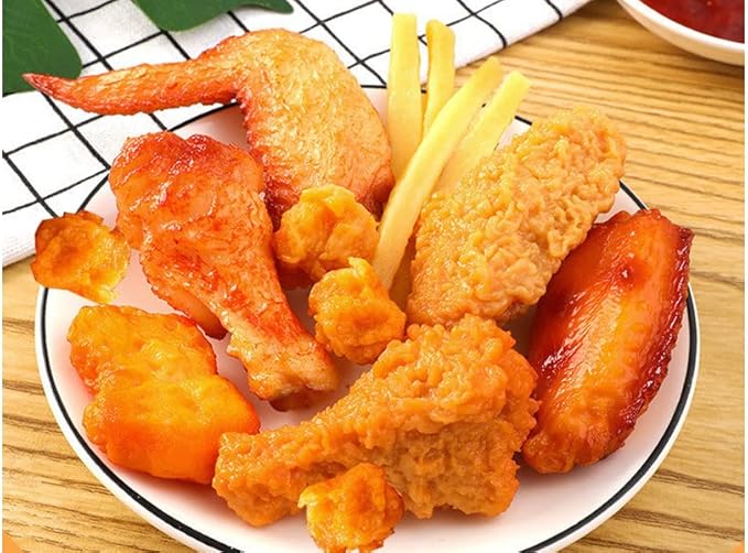 Kids Kitchen Play Food Set,Fake Fried Chicken Legs,Simulated Chicken Wings,Children Kitchen Toy Decoration,Restaurant Window Display Props,Fake Fried Chicken Food Model Set