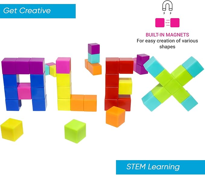 Magnetic Building Blocks for Kids 48PCS STEM Montessori Magnet Cubes in Bright Colors Educational Construction Toy Set Boys Girls Ages 3-9