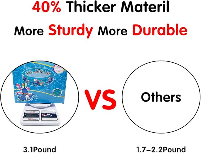 3 Rings Kiddie Pool for Toddler, 48”X12”，Kids Swimming Pool, Inflatable Baby Ball Pit Pool, Small Infant Pool (Blue)