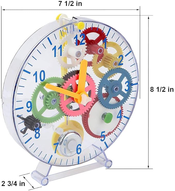 Lily's Home Do-It-Yourself Children's First Puzzle Clock Kit, No Batteries Required, Learn How Clock Gears Work, Colorful and Educational Gift for Kids, Multi-Colored (31 Pieces)