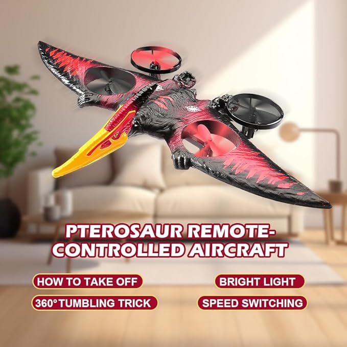 jaming Pterodactyl Dinosaur Toys Drone for Kids and Adults Easy to Fly Dragon Remote Controlled Aircraft for Beginners Hobby RC Plane Toys Birthday Gifts for Boys