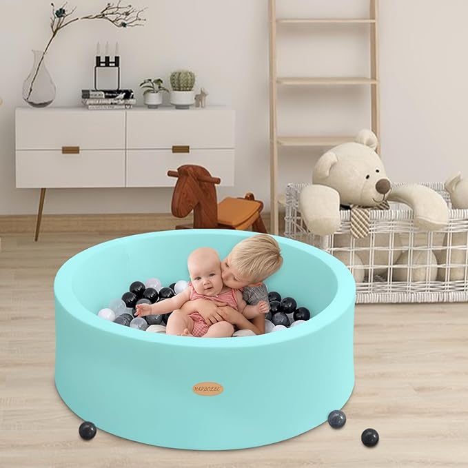 Baby Ball Pit 35.4" Soft Round Memory Foam Ball Pits NOT Included Balls Indoor Outdoor Playpen for Babies Toddlers Kids Great Gift for Girls Boys, Blue