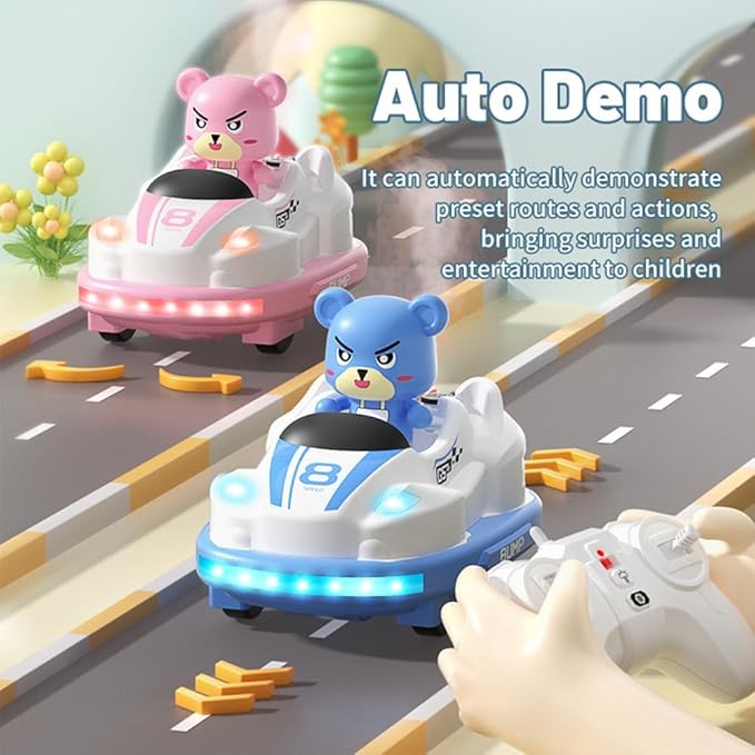 Remote Control Bumper Cars for Kids, RC Battle Ejecting Bumper Car Set, Ejecting RC Race Car Toddler Toys with Spray, Lights & Music, Birthday Xmas Gifts for Boys and Girls