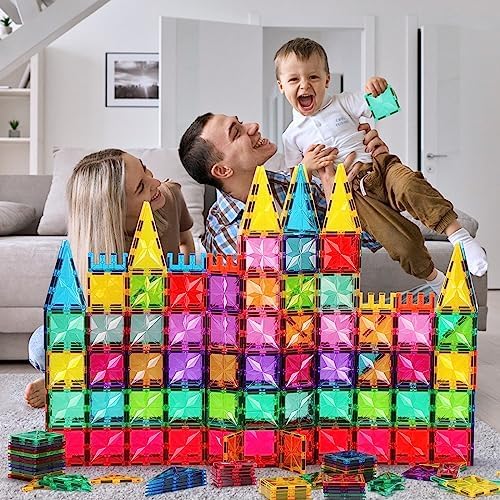 Magnetic Tiles,100PCS Star Magnetic Building Blocks Toy for Ages 3 4 5 6 7 8 9,Magnetic Tiles for Toddlers Gifts,Montessori Toys,STEM Toys Christmas Toy Gift for Kids Boys and Girls