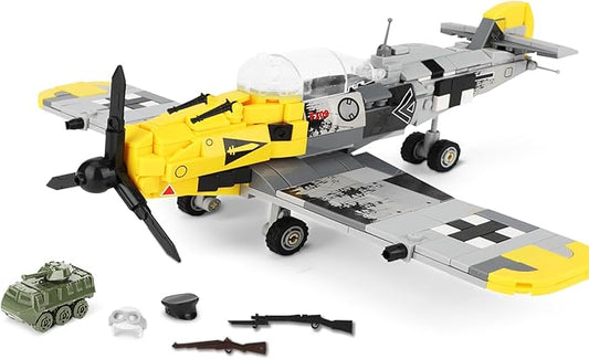 TOY PLAYER BF-109 Fighter Jet Plane Jet Building Set - Compatible with LEG0 7 Year Old boy, Military Airplanes Model, Gift for Boys Age 6 7 8 9 10 11 12 and WW2 Military SetCollectors & Enthusiasts