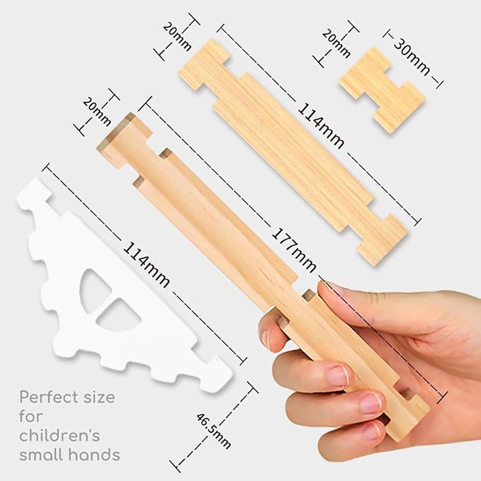 Jovi-mindly＆Notchies 96 PCS Wooden Blocks Wooden Toys with Storage Bag, Preschool Learning Toys Wood Blocks Building for Kids Ages 4-8 Creative Construction Game,FSC Certified,Graduate Gifts