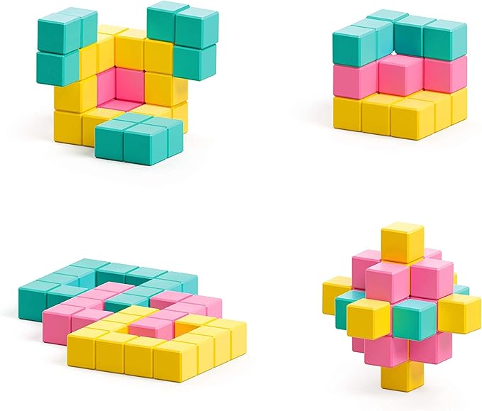 PIXIO Sweet - Tiny Magnetic Blocks Building Toy in The Pixel Art Style with Free App - 5/16" Plastic Cubes with 6 Magnets Inside - Open Ended Toy - Creativity Toy for Ages 6+ - 60pcs