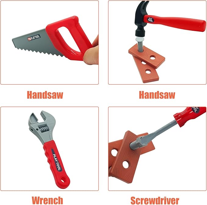 iKaufen Kids 68-Piece Toddler Tool Set with Tool Box & Electric Toy Drill - Pretend Play Construction Toy Set for Boys & Girls Ages 3-6