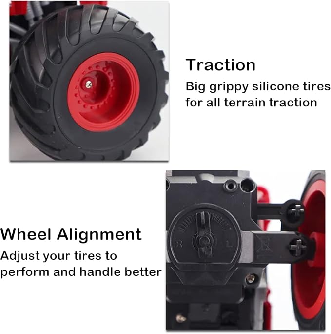 Remote Control Monster Truck - 1:18 Scale RC Fire Truck, 2.4GHz Big Wheel School Bus With Lights, Sounds, Rechargeable Electric Toy Stunt Jam Car for Kids, Boys, Girls