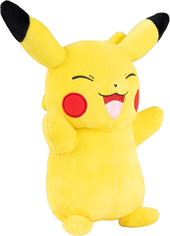 Pokémon 12" Large Happy Pikachu Plush - Officially Licensed - Generation One Figure - Authentic Soft Stuffed Animal Toy - Gift for Kids, Boys, Girls - 2+