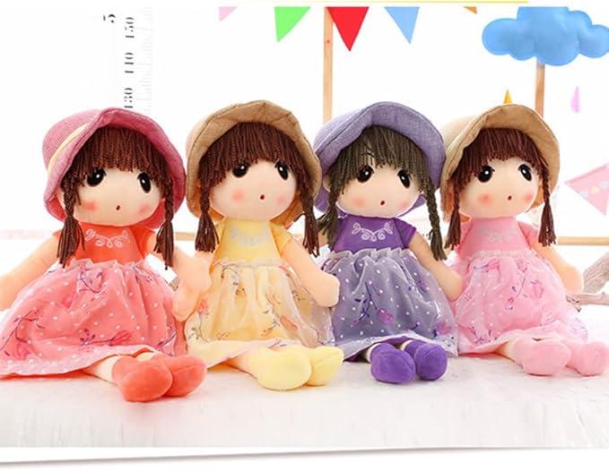 Ikasus Sweetheart Rag Doll with Hat & Skirt - Plush Soft Baby Girl Doll - Xmas/Birthday Gift