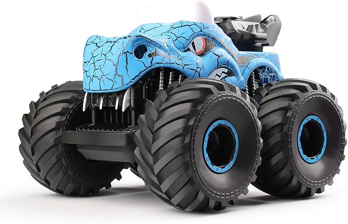 Threeking 1:18 Dinosaur RC Car Remote Control Cars Trucks Toy 4WD Off-Road Car Toys with Lights Spray Suitable for All Terrain Gifts Presents for Boys/Girls Ages 6+ Blue