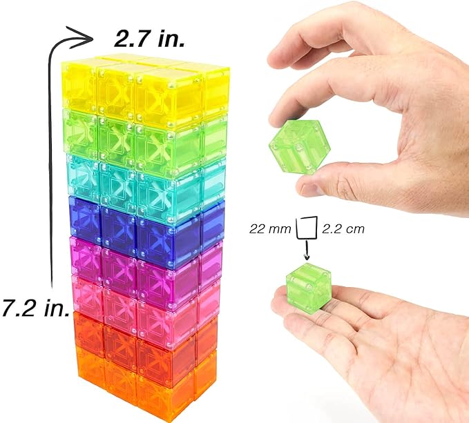 BrainSpark 48PCS Digit Blocks Translucent Magnetic Building Blocks, Montessori Clear Magnet Cubes for Boys Girls Stacking Block Sets Ages 3-9