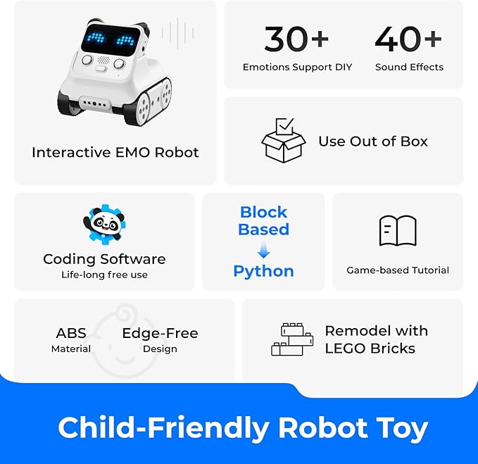 Makeblock Codey Rocky Interactive Emo Robot, Coding for Kids 8-12, STEM Toys Support Scratch Python Programming, Smart Robotics Gift for Kids 6+