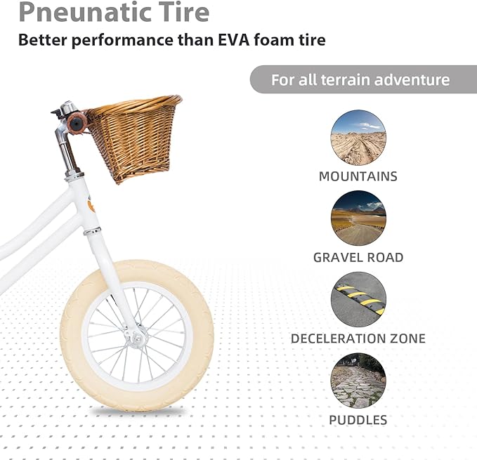 ACEGER 12" Kids Balance Bike with Basket, No Pedal Toddler Bicycle for Early Learning Leg Strength and Steady Balancing, Durable Frame&Tool-Free Adjustable Seat, Gift Bike for 2-5 Kids