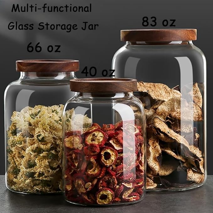 66 oz Bath Salts Glass Jar with Wooden Lid and Scoop,Bathroom Decor Container,Airtight Storage Bathtub Accessories for Women