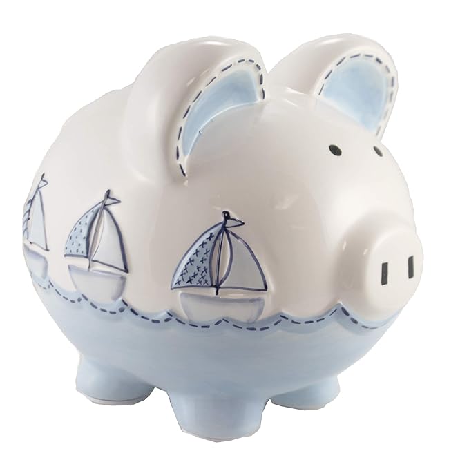 Child to Cherish Ceramic Piggy Bank for Boys (Sailboat)