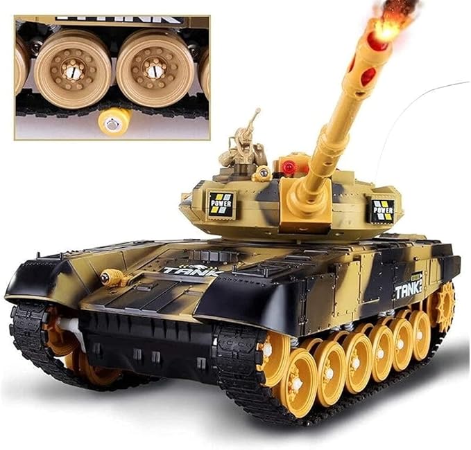 Remote Control Tank- Kids Simulated Large 2.4GHz RC Tanks Armored Car, Sound & LED Lights,Rotating Turret & Sound, RC Army Tank Toy Great Gift for Boys Children