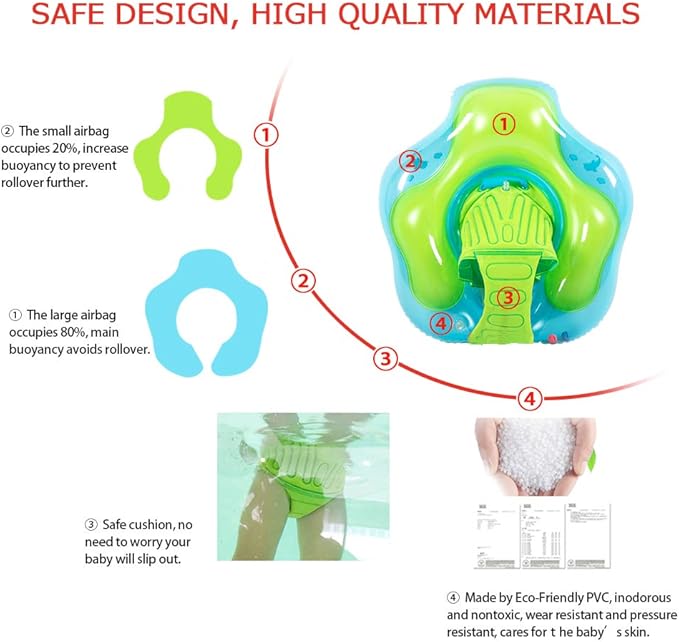 Swimming Ring with Adjustable Seat Pocket,Baby Swimming Pool Floats,Removable Floating Ball,New Upgrade Baby Swim Ring for Ages 6-36 Months Infant Toddler