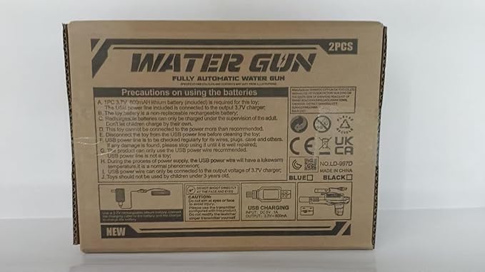 2 Pack Electric Water Guns,Water Soaker Blaster with Muzzle Light,Squirt Gun Range 23-32 FT,Outdoor Party Summer Water Shooting Game Toy with 4 Batteries,Ideal Watergun Gift for Kids & Youths.
