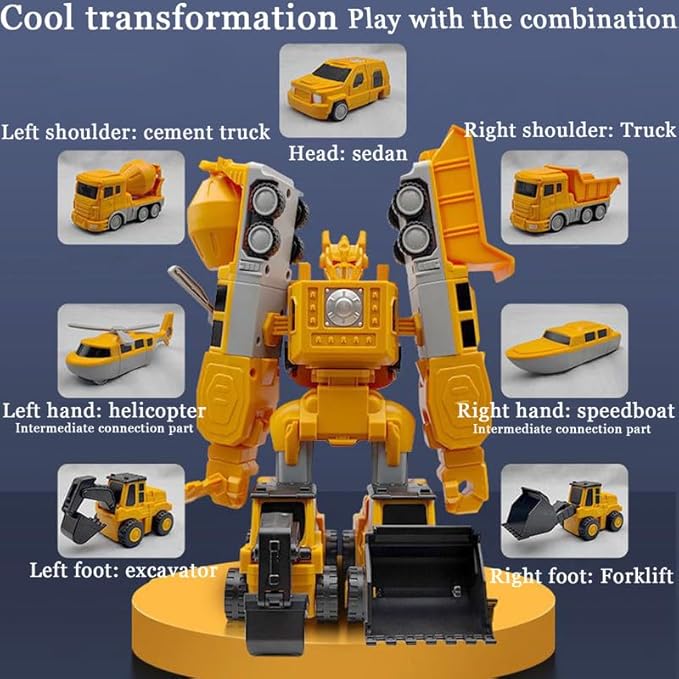 Magnetic Transform Engineering Car Assembled Toys with Storage Box,Magnetic Blocks for Toddlers,Constructo Modular Transforming Toy Set for Boys and Girls (Robot Construction Vehicles, Pieces, 26)