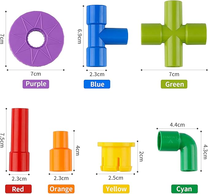 Joqutoys STEM Building Blocks Toy, 72 Pieces Creative Pipe Tube Sensory Toys, Construction Set Build Bicycle, Tank, Scootie, Motor Skills Endless Design Educational Learning Toys for Kids Aged 3+