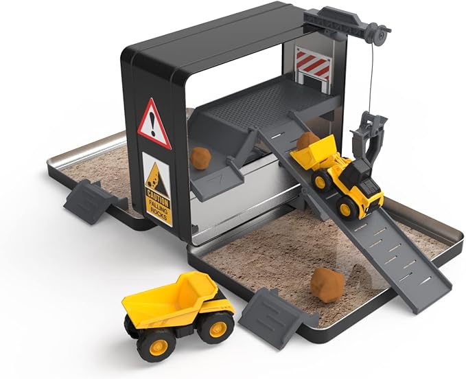 CAT Construction Toys, Store N Go Construction Playset with Travel Case, Ages 3+, 2 Little Machines Vehicles & Assortment of Construction Site Accessories, Quality, Durable & Realistic