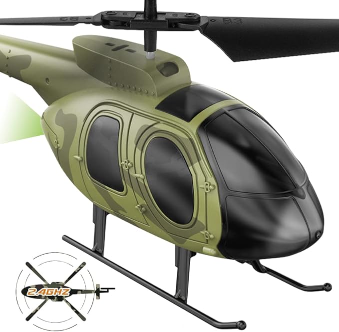 VATOS Remote Control Helicopter for Kids, Camouflage RC Helicopter, 2.4GHz Radio Controlled Airplane with Gyro 3 Channel Indoor Toy, One-Key Take-Off, Gift for Boys Adults