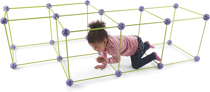 Crazy Forts! 69 Piece Buildable Indoor/Outdoor Play Fort Playset, DIY, Build Your Own, STEAM toy , Purple