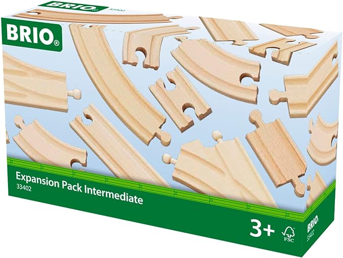 BRIO World Expansion Pack Intermediate - Works with All BRIO Train Sets - FSC-certified 16-Piece Wooden Train Tracks with Switches - Grow Existing Systems and Create Railway Empires - Kids Ages 3 & Up