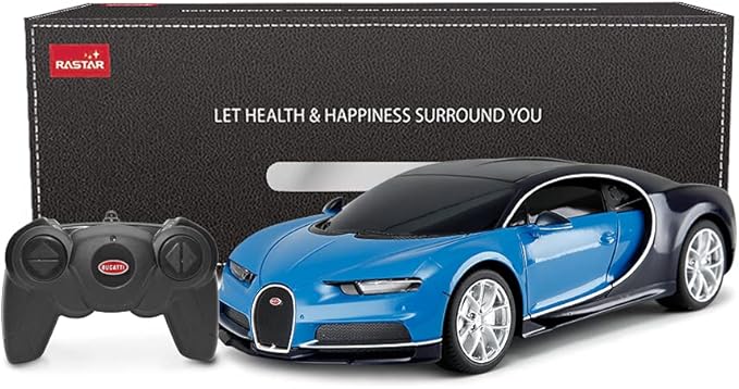 RASTAR Bugatti Veyron Chiron RC Car 1:24 Scale Remote Control Toy Car, Bugatti Chiron R/C Model Vehicle for Kids - Blue